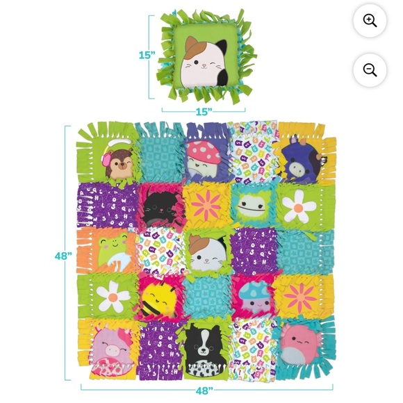 Squishmallows Pattern No-Sew Blanket & Pillow Tween DIY Craft Kit, Limited- NWT - Picture 6 of 11
